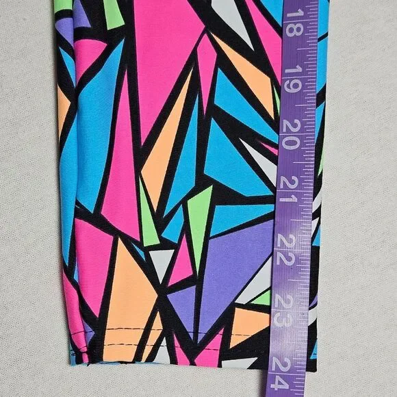 Rolita Couture Bold Colorful Neon Stained Glass Print Festival Buckle Crop Top - Picture 12 of 14